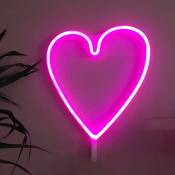 Rose néon veilleuse néon lumière usb et alimenté par batterie coeur enseigne au néon applique murale meilleur cadeau pour la fête de mariage fête de