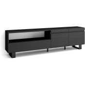 Skraut Home - Meuble TV Banc Télé Grand espace de Rangement 200x57x35cm Pour les TV jusqu'à 80" Design industriel Style moderne Noir