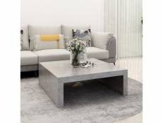 Table basse gris béton 100x100x35 cm aggloméré