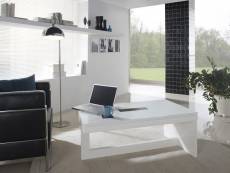 Table basse relevable blanc laqué design elvira