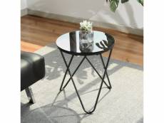Table basse ronde en métal en verre trempé industriel canapé fin table de chevet style moderne décor de salon - couleur noire 45 * 45 * 50cm