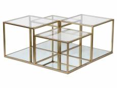 Table basse roty verre transparent et pieds or