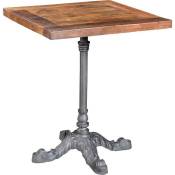 Table bistrot carrée en manguier avec pied en fer forgé 60 cm