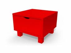 Table de chevet bois cube + tiroir rouge CHEVCUB-Red