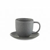 Tasse et sous-tasse en céramique grise - Gris/Greige