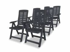 Vidaxl chaises inclinables de jardin 6 pcs plastique anthracite 275072