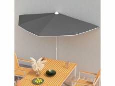 Vidaxl demi-parasol de jardin avec mât 180x90 cm anthracite
