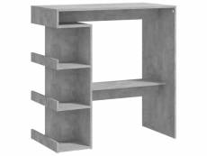 Vidaxl table de bar étagère de rangement gris béton 100x50x101,5 cm