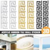 10-40PC 3D Acrylique Miroir Tuile Autocollant Mural Amovible Decal Art Mural Décoration Murale (Noir, 10pcs)