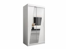 Armoire de chambre thor blanc 100 avec 2 portes coulissantes et miroir penderie (tringle) avec étagères sans tiroirs