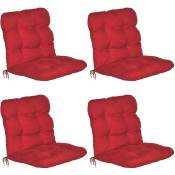 Beautissu - Set de 4 Coussin Flair nl - pour chaise fauteuil de jardin terrasse 100x50x8 cm Rouge