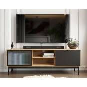 Bestmobilier - Lamia - meuble tv - bois et noir - 174 cm - noir / bois - Noir / Bois