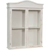 Biscottini - vitrine en bois finition blanc antique L64XPR17XH84 cm style shabby