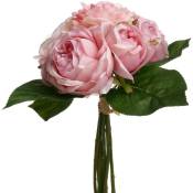 Bouquet de 9 roses artificielles rose H30cm - Atmosphera