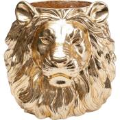 Cache-pot lion en fibre de verre dorée