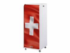 Caisson de bureau blanc à roulettes 108 cm - coloris: drapeau suisse 650 ORGA110BLB650