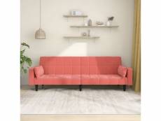 Canapé-lit malin à 2 places avec deux oreillers rose