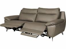 Canapé taille 2 places avec 2 relax en 100% tout cuir épais de luxe italien avec 2 relax électriques, perini, taupe