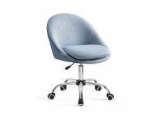 Chaise de bureau, fauteuil pivotant, siège confort, rembourrage en mousse, réglable en hauteur, pour bureau, chambre, bleu