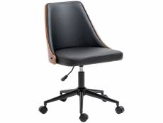 Chaise de bureau manager design vintage pivotante hauteur réglable bois peuplier acier revêtement synthétique noir