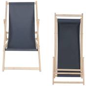 Chaise de plage pliante chaise de jardin en bois chaise longue relax chaise de balcon anthracite - Melko
