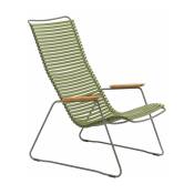 Chaise lounge en métal et plastique vert olive CLICK - Houe