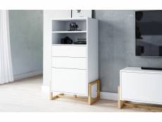 Commode armoire haute - 116/63 cm - Blanc mat - Style moderne Oslo
