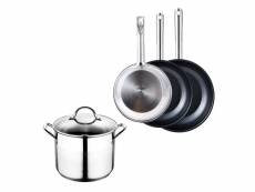 Ensemble de poêle bergner cookware gourmet acier inoxydable aluminium (4 pcs) BGEU-4698