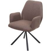 HHG - Chaise de salle à manger 938, pivotante à position automatique tissu/textile acier brun - brown