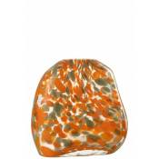 Jolipa - Vase plat avec motif taches en verre orange 10x10x23 cm - Orange/Rouille