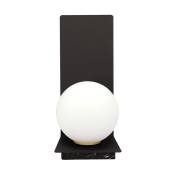 Lampe de table en verre noir globe blanc 11 x 26,5