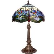 Lampe de table Tiffany diamètre moyen 30 cm Série Belle Rouge Ampoule non incluse Assemblage requisNon