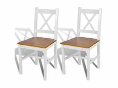 Lot de 2 chaises de salle à manger classique en bois blanc et naturel helloshop26 1902058