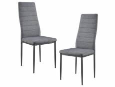 Lot de 2 chaises de salle à manger siège de cuisine rembourré acier et polyester 96 cm gris helloshop26 03_0002775