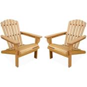 Lot de 2 fauteuils en bois d'acacia Adirondack pour enfant. salon de jardin enfant couleur teck clair - Teck