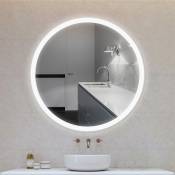 Miroir de salle de bain rond, Ceinture givrée, blanc froid, anti-buée 60604.5cm Miroir Mural Rond Lumineux Salle De Bain led Éclairage