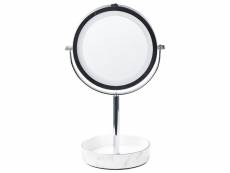 Miroir de table argenté et blanc à led ø 26 cm savoie 368119