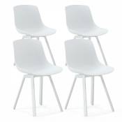 Oviala - Lot de 4 chaises scandinave aluminium blanches - Blanc
