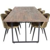 Padang ensemble table, table teck et 6 Velvet chaises