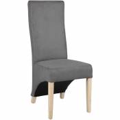 Pegane - Lot de 2 chaises en microfibre coloris gris