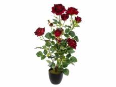 Plante artificielle en pot de rose krzew, 74 cm, rouge