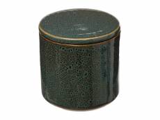 Pot à coton et cotons-tiges en céramique vert émaillé