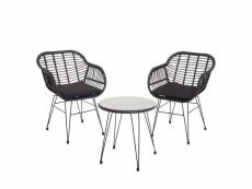 Salon de jardin ensemble de deux chaises et table de jardin en polyrotin anthracite coussins anthracite 04_0003053
