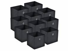 Set de 10 boîtes de rangement avec oeillet en métal lot de caisses à base carrée organisateurs design textile non tissé 28 x 30 x 30 cm noir [en.casa]