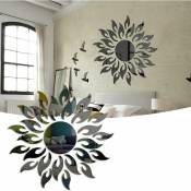 Shining House - Autocollant Mural de Miroir Décoratif Bricolage Tournesol,3D Acrylique Soleil Fleur Miroir Salon Chambre Art Déco Sticker Mural
