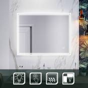 Sirhona - Miroir led 90x70 cm Miroir de salle de bains avec éclairage led Miroir Cosmétiques Mural Lumière Illumination avec Commande par