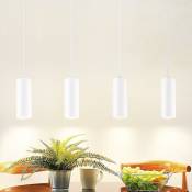 Suspension 4 feux en bois pour table à manger - lampe suspendue led GU10 blanc en métal mat réglable en hauteur moderne pour lampe intérieure de