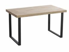 Table à manger rectangulaire en bois coloris chêne clair / pieds noir - longueur 140 x profondeur 80 x hauteur 76 cm