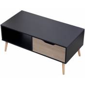 Table basse avec tiroir style scandinave noire freja