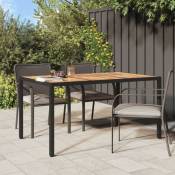 Table de jardin 150x90x75 cm R�sine tress�e et bois acacia Noir - Vidaxl